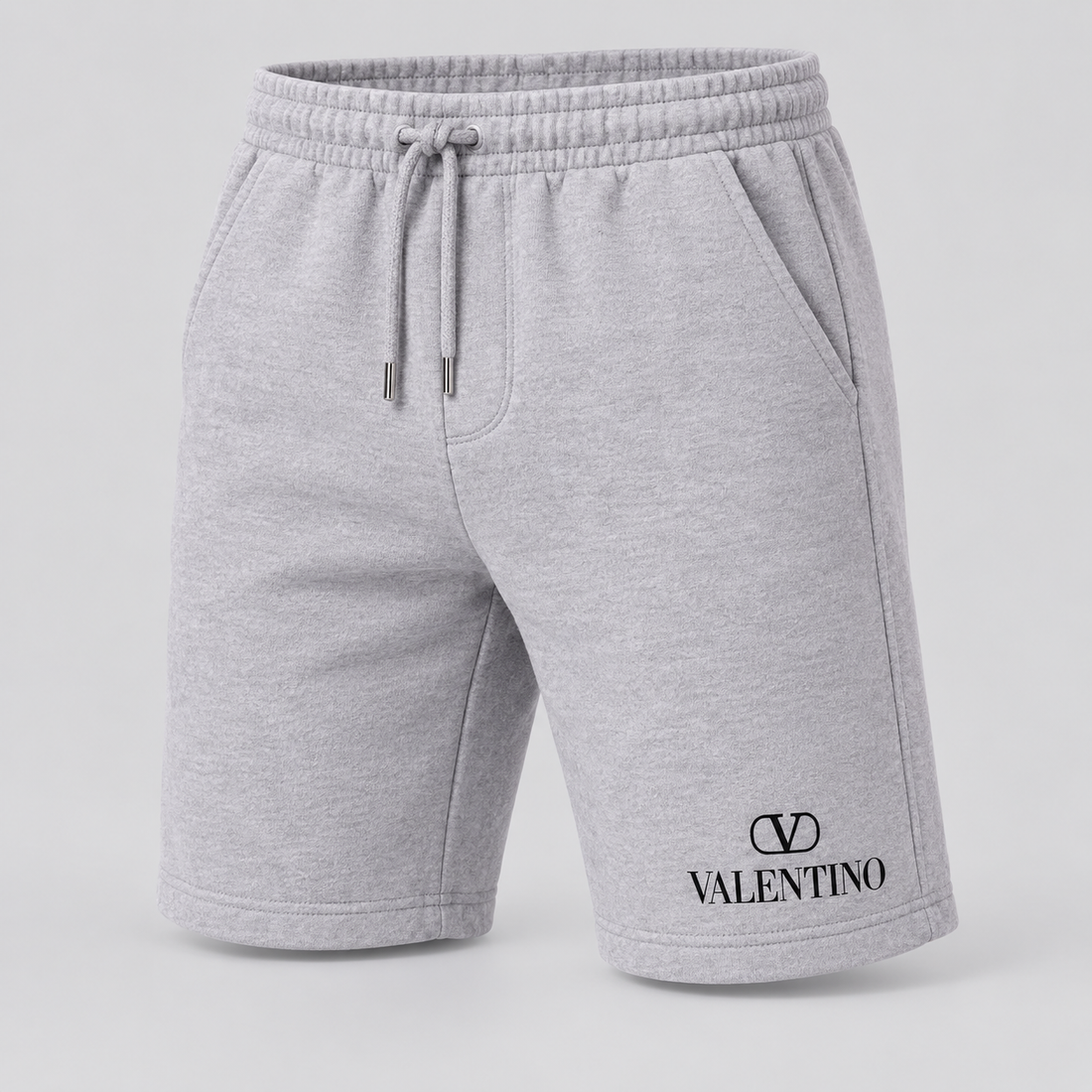 Men's Valentino Athletic Fleece Shorts | Color: Grey | View 5