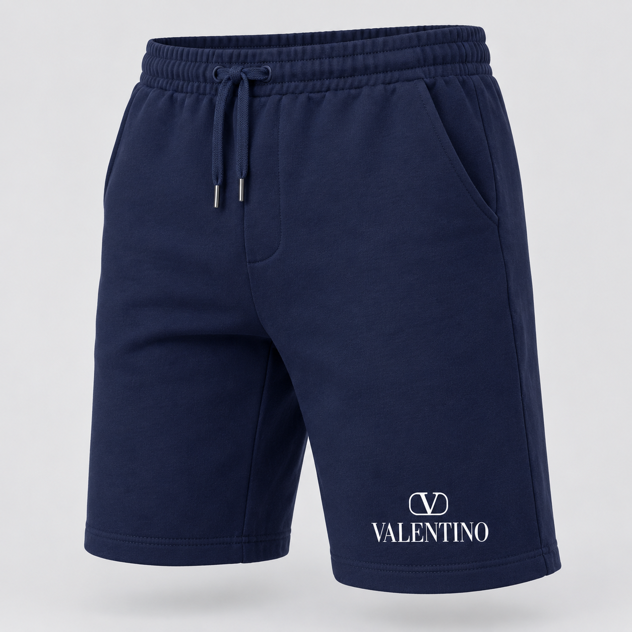 Men's Valentino Athletic Fleece Shorts | Color: Navy | View 5