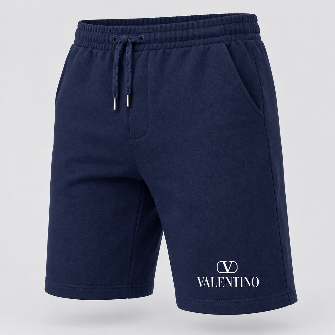 Men's Valentino Athletic Fleece Shorts | Color: Navy | View 5