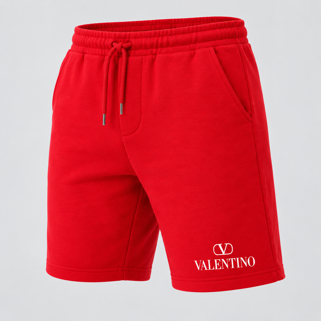 Men's Valentino Athletic Fleece Shorts | Color: Red | View 5