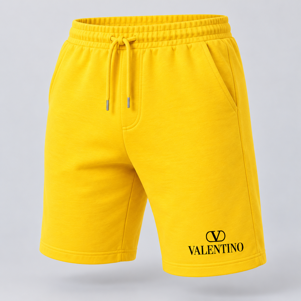 Men's Valentino Athletic Fleece Shorts | Color: Yellow | View 5