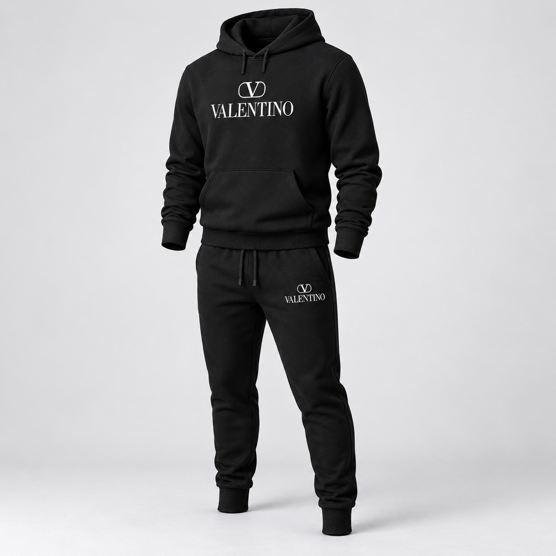 Men's Valentino Hoodie Joggers Set | Color: Black | View 5