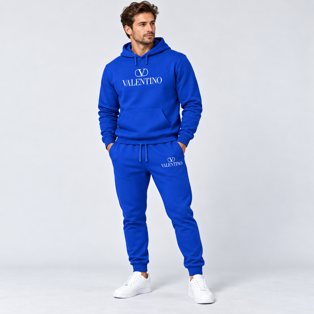 Men's Valentino Hoodie Joggers Set | Color: Blue | View 3