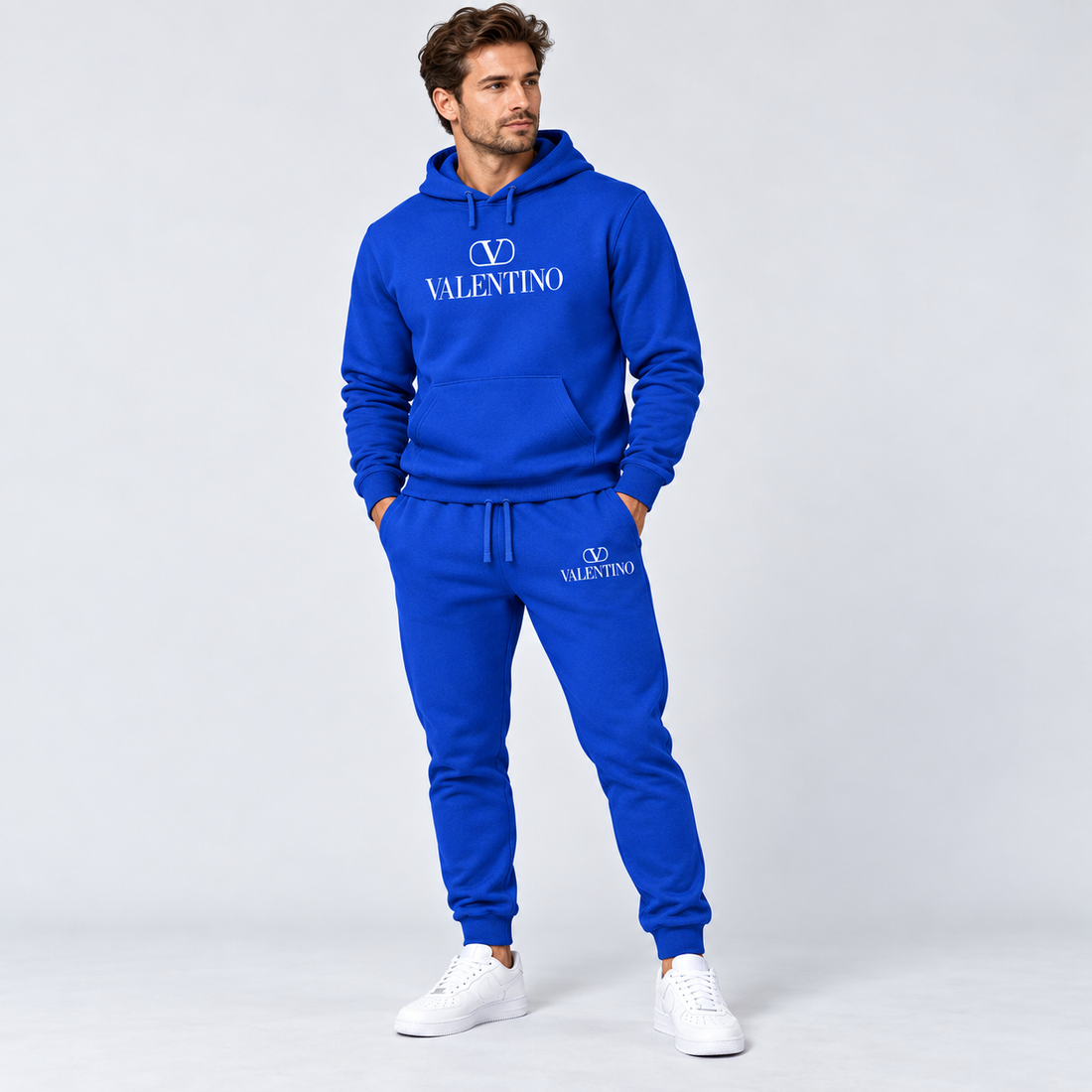 Men's Valentino Hoodie Joggers Set | Color: Blue | View 3