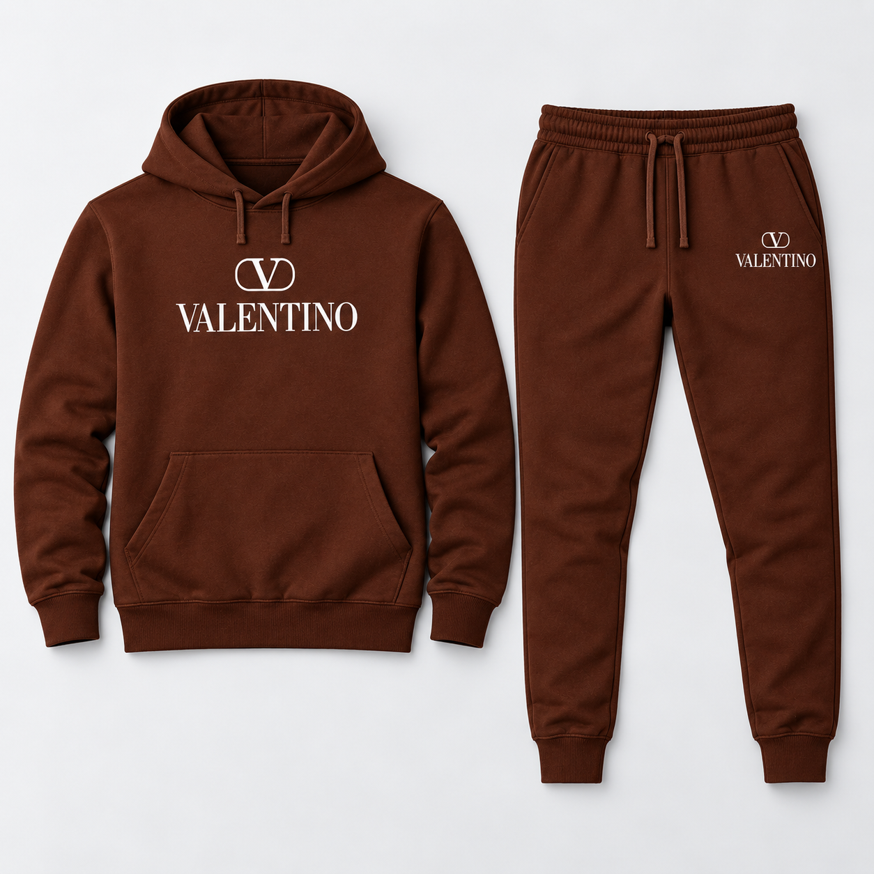 Men's Valentino Hoodie Joggers Set | Color: Brown | View 1