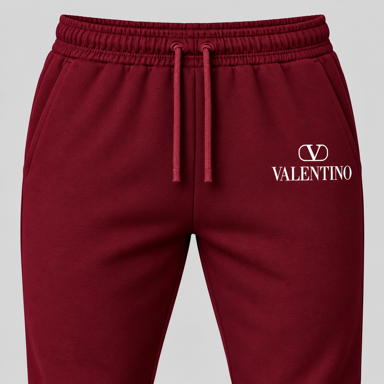 Men's Valentino Hoodie Joggers Set | Color: Burgundy | View 2