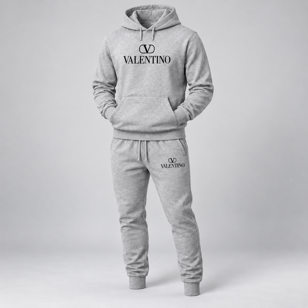 Men's Valentino Hoodie Joggers Set | Color: Grey | View 5