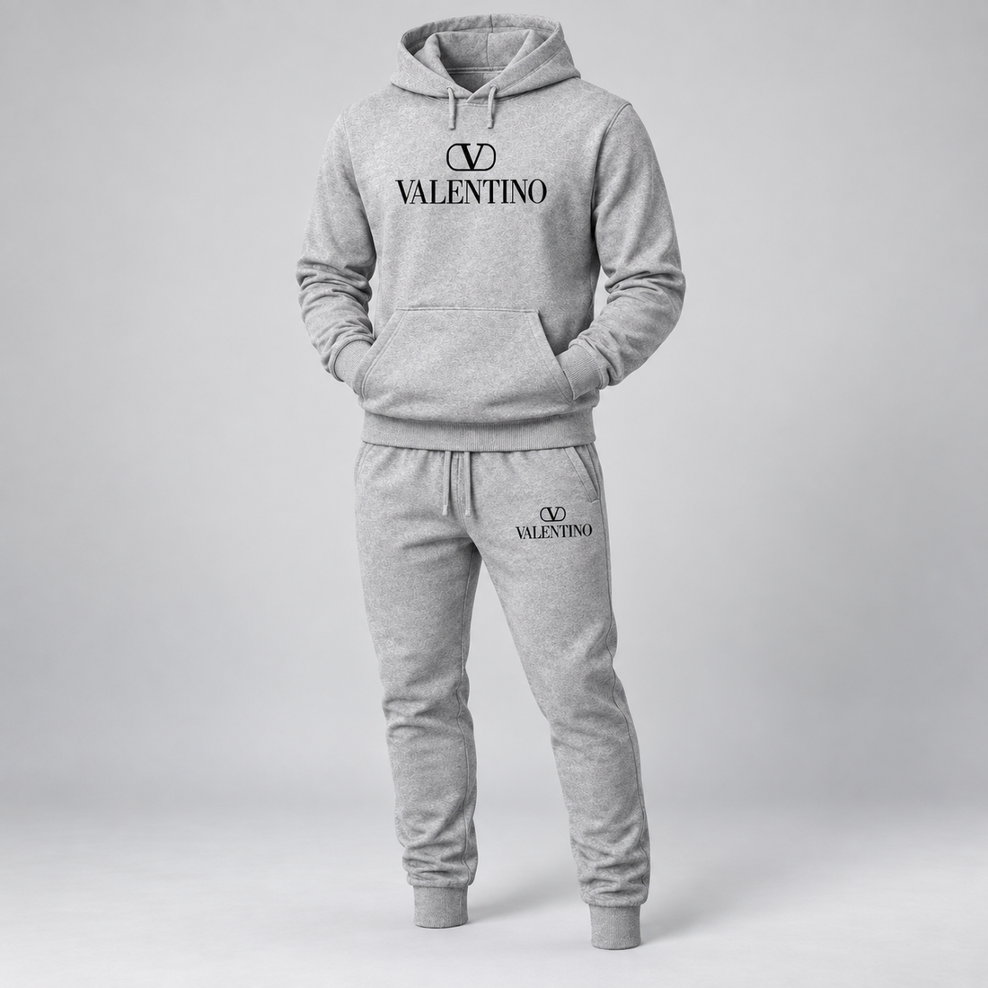 Men's Valentino Hoodie Joggers Set | Color: Grey | View 5