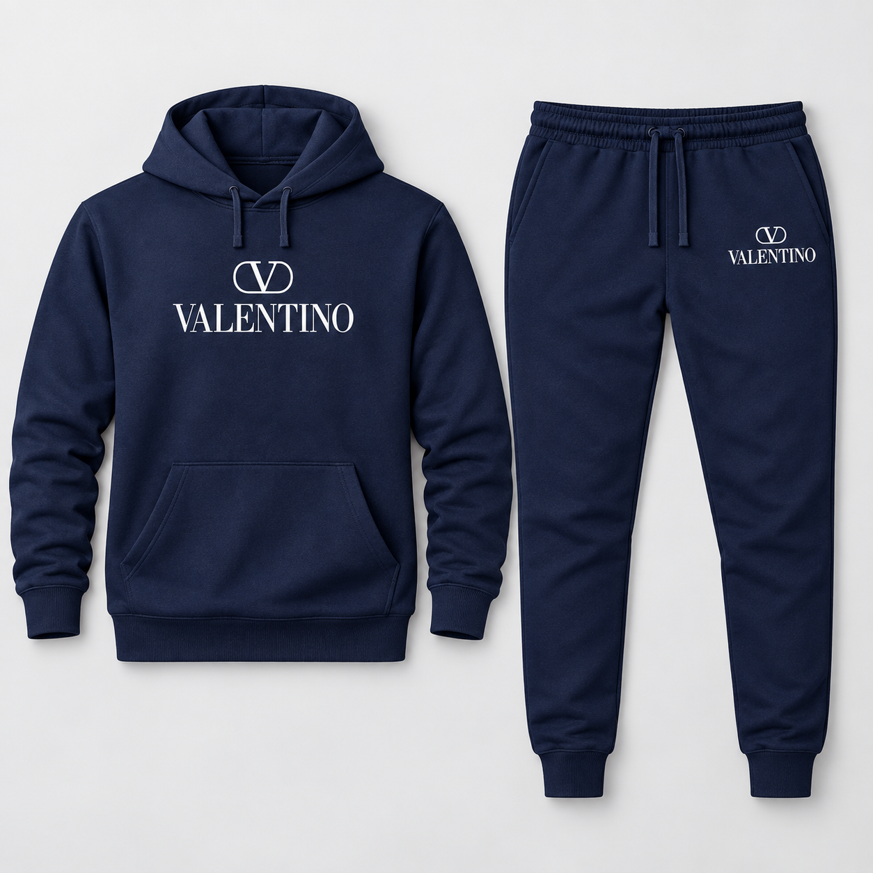 Men's Valentino Hoodie Joggers Set | Color: Navy | View 1