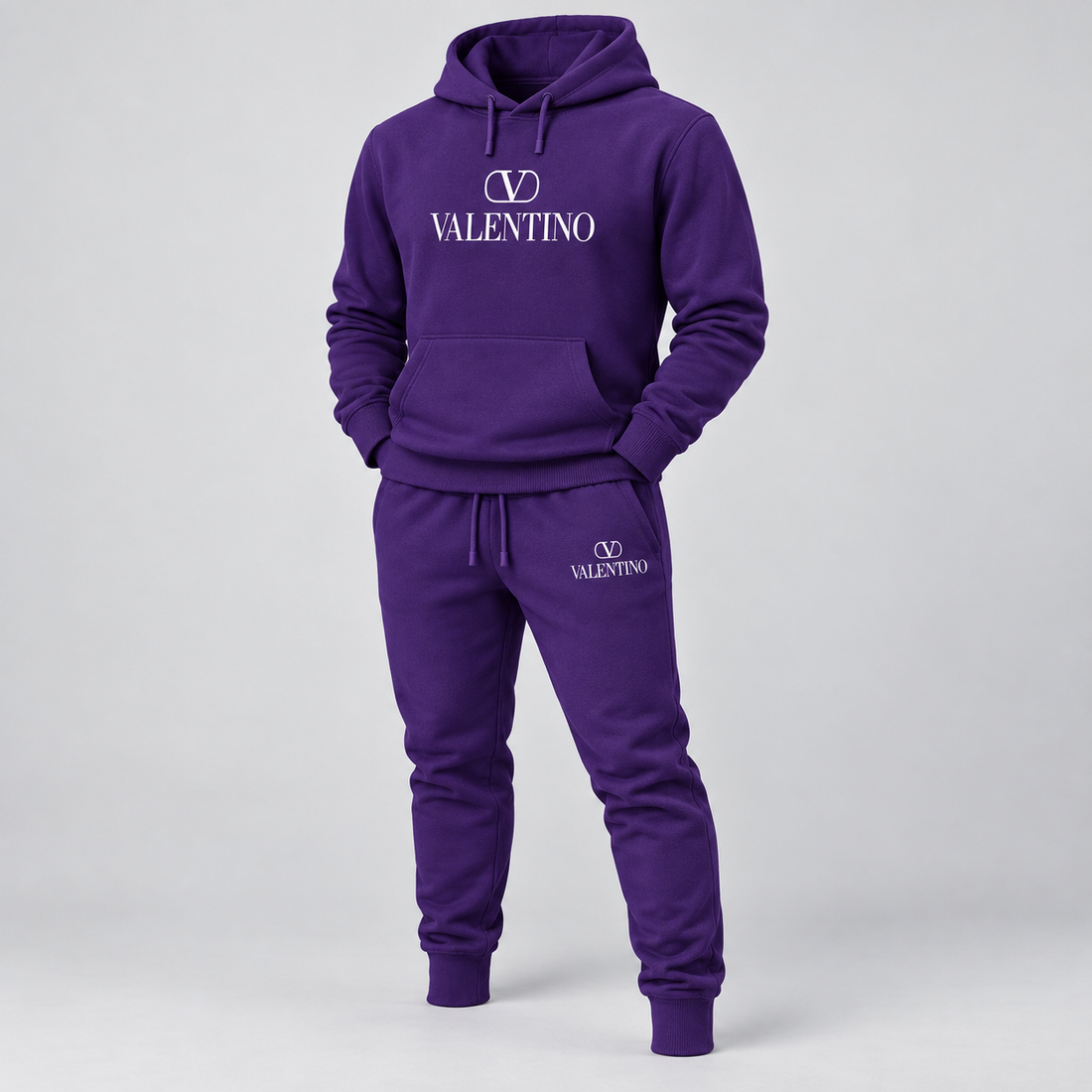 Men's Valentino Hoodie Joggers Set | Color: Purple | View 5