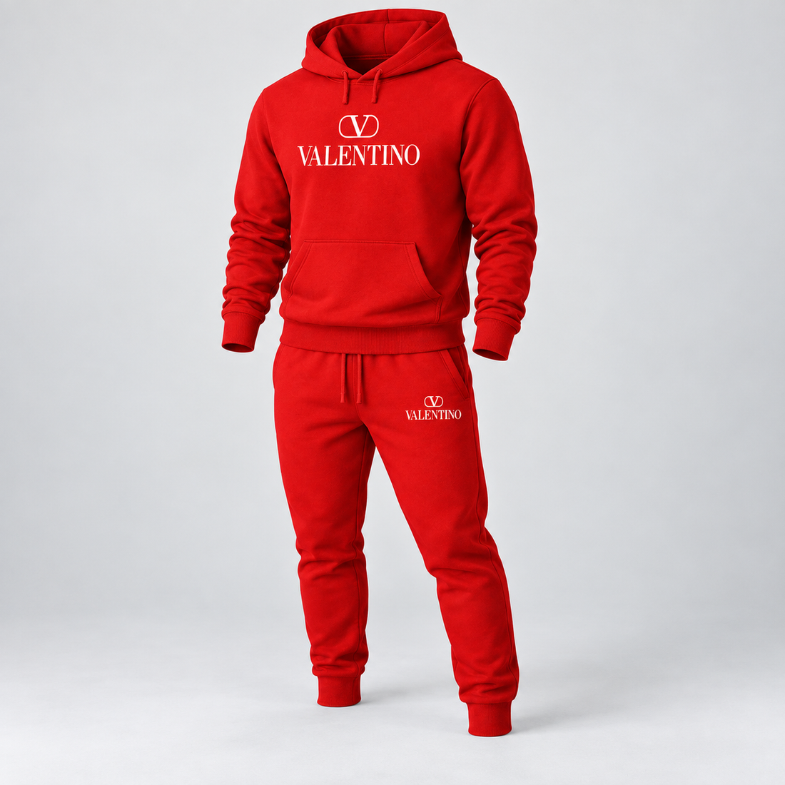 Men's Valentino Hoodie Joggers Set | Color: Red | View 5