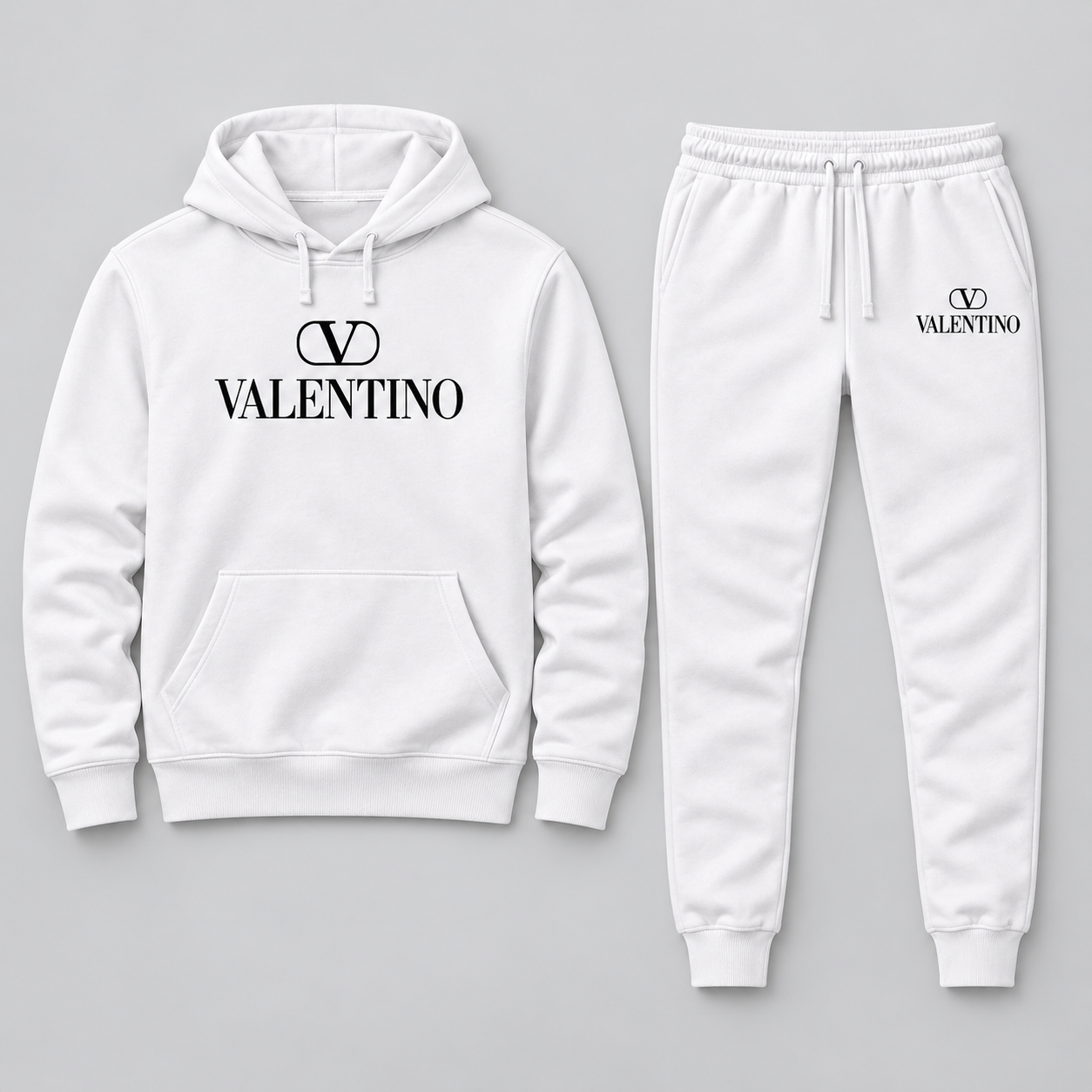 Men's Valentino Hoodie Joggers Set | Color: White | View 1
