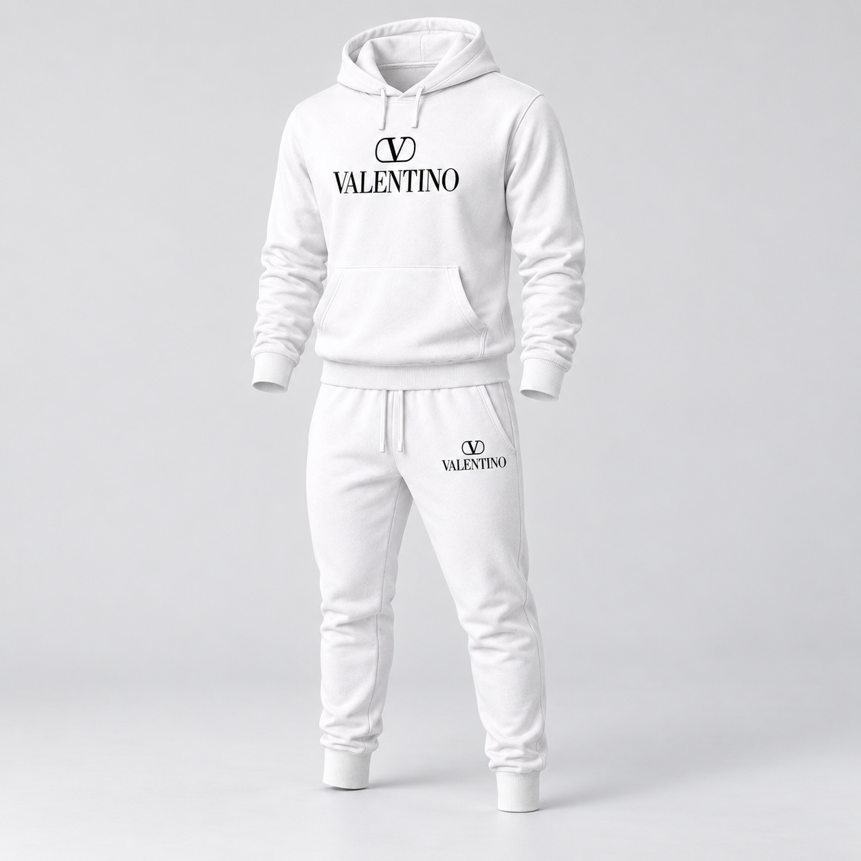 Men's Valentino Hoodie Joggers Set | Color: White | View 5
