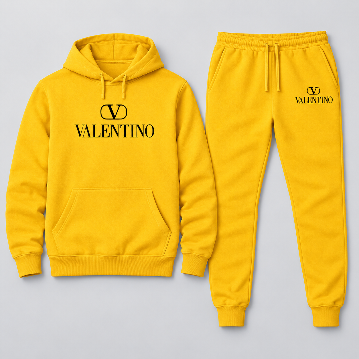 Men's Valentino Hoodie Joggers Set | Color: Yellow | View 1