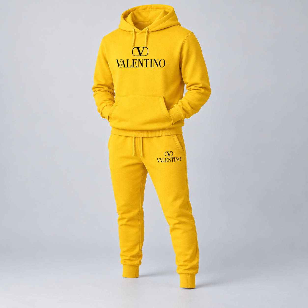 Men's Valentino Hoodie Joggers Set | Color: Yellow | View 5