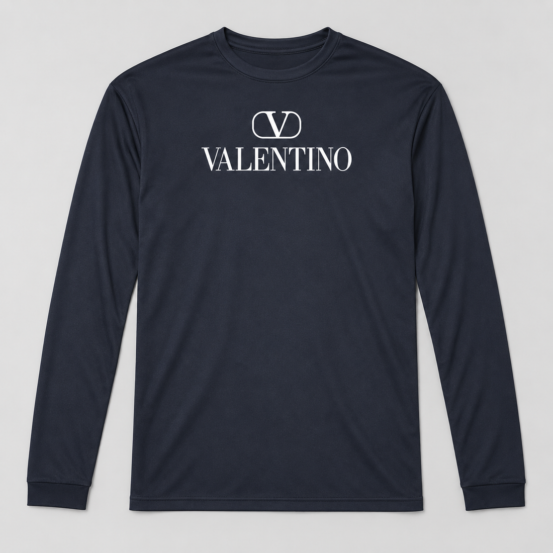 Men's Valentino Polyester Long Sleeve T-Shirt | Color: Navy | View 1