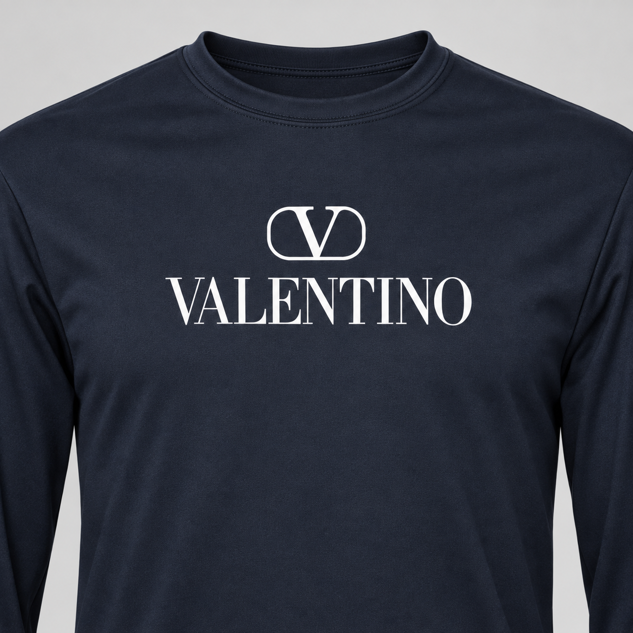 Men's Valentino Polyester Long Sleeve T-Shirt | Color: Navy | View 4