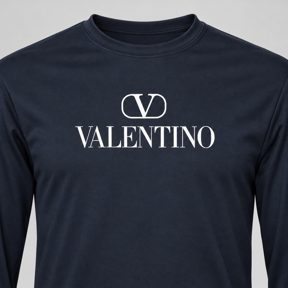 Men's Valentino Polyester Long Sleeve T-Shirt | Color: Navy | View 4