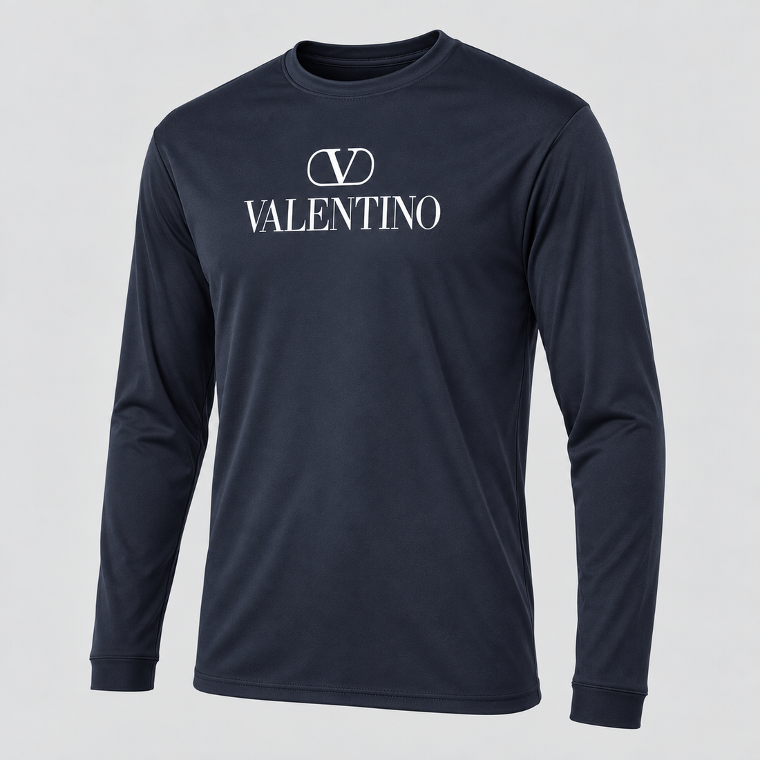 Men's Valentino Polyester Long Sleeve T-Shirt | Color: Navy | View 5