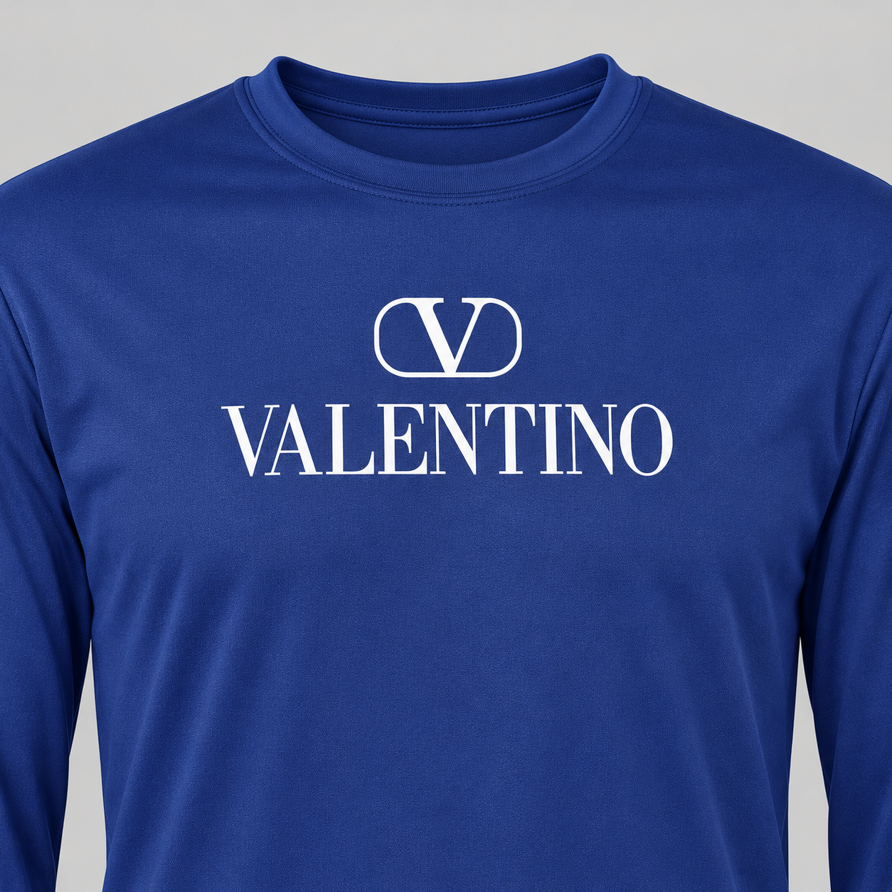Men's Valentino Polyester Long Sleeve T-Shirt | Color: Royal Blue | View 4