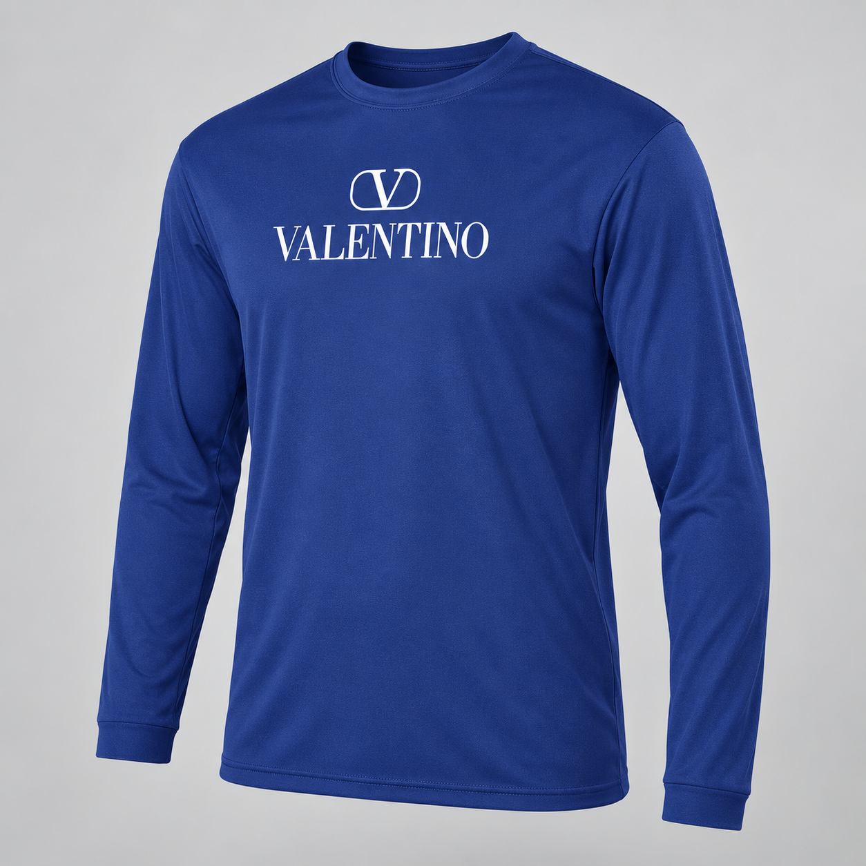 Men's Valentino Polyester Long Sleeve T-Shirt | Color: Royal Blue | View 5