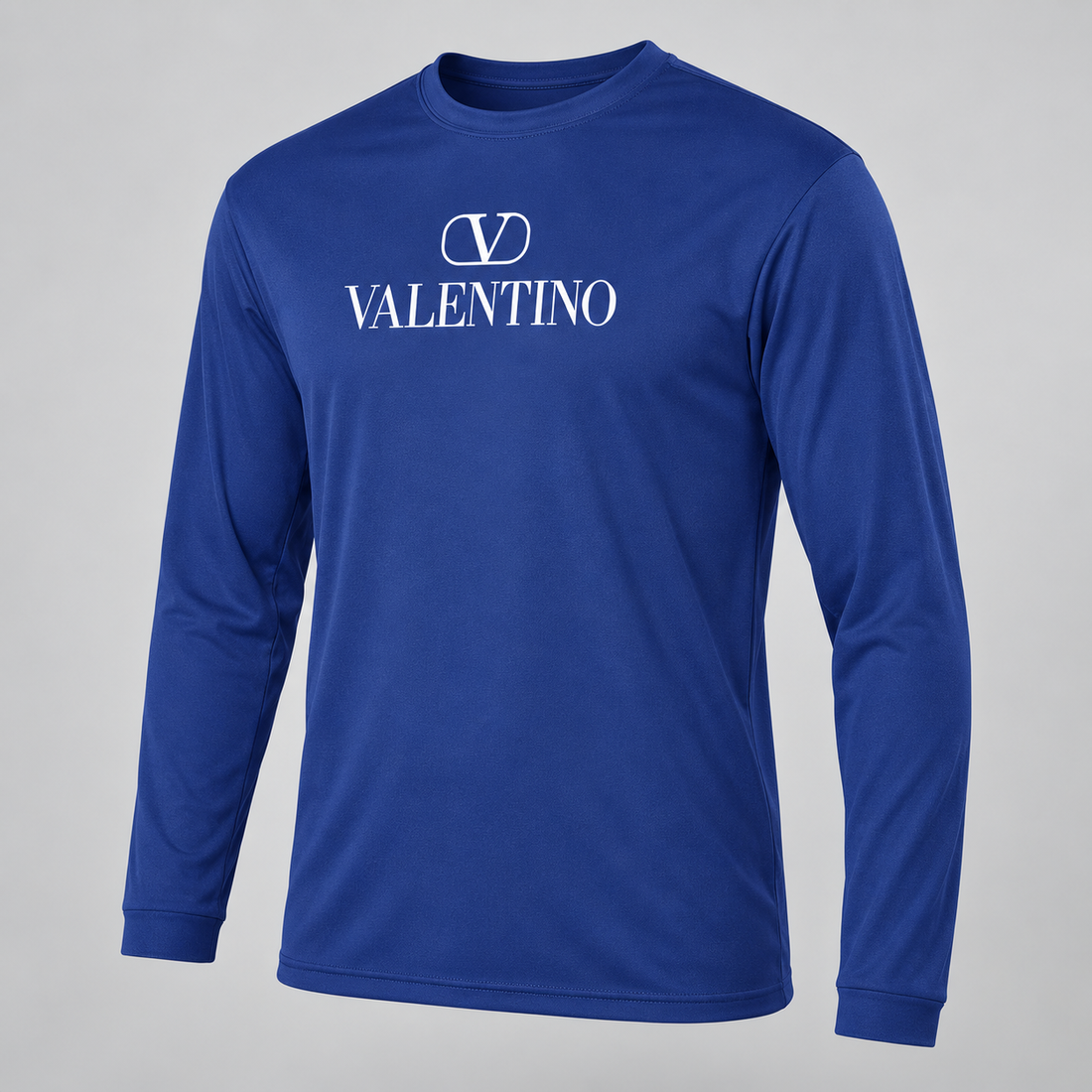 Men's Valentino Polyester Long Sleeve T-Shirt | Color: Royal Blue | View 5