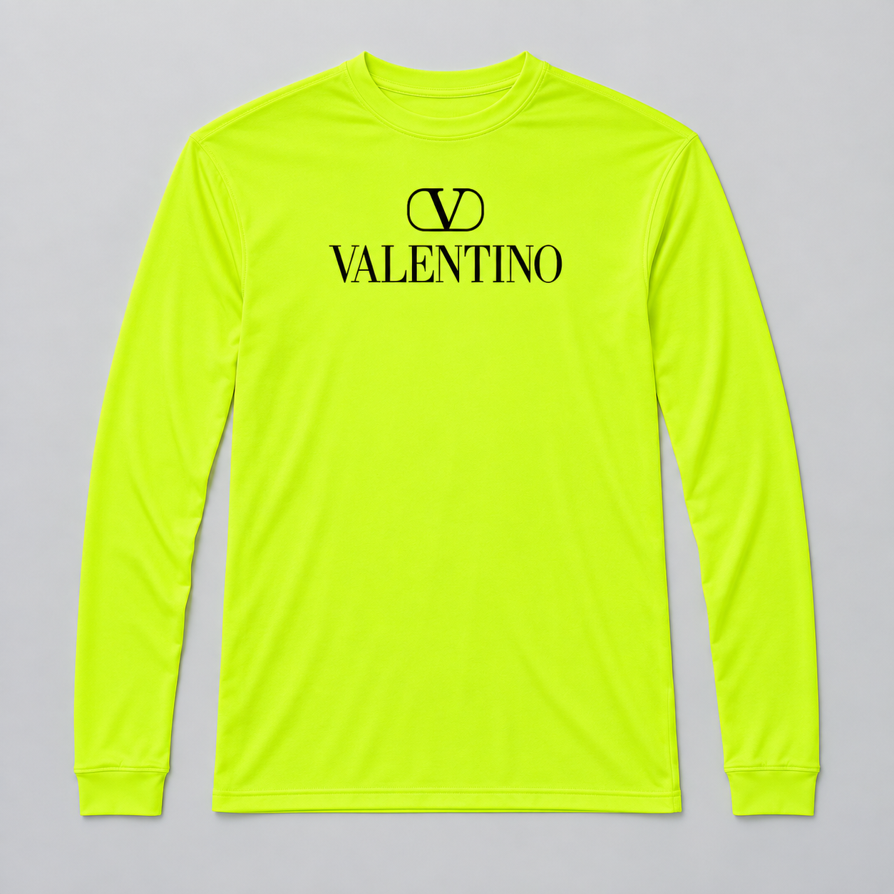 Men's Valentino Polyester Long Sleeve T-Shirt | Color: Safety Yellow | View 1