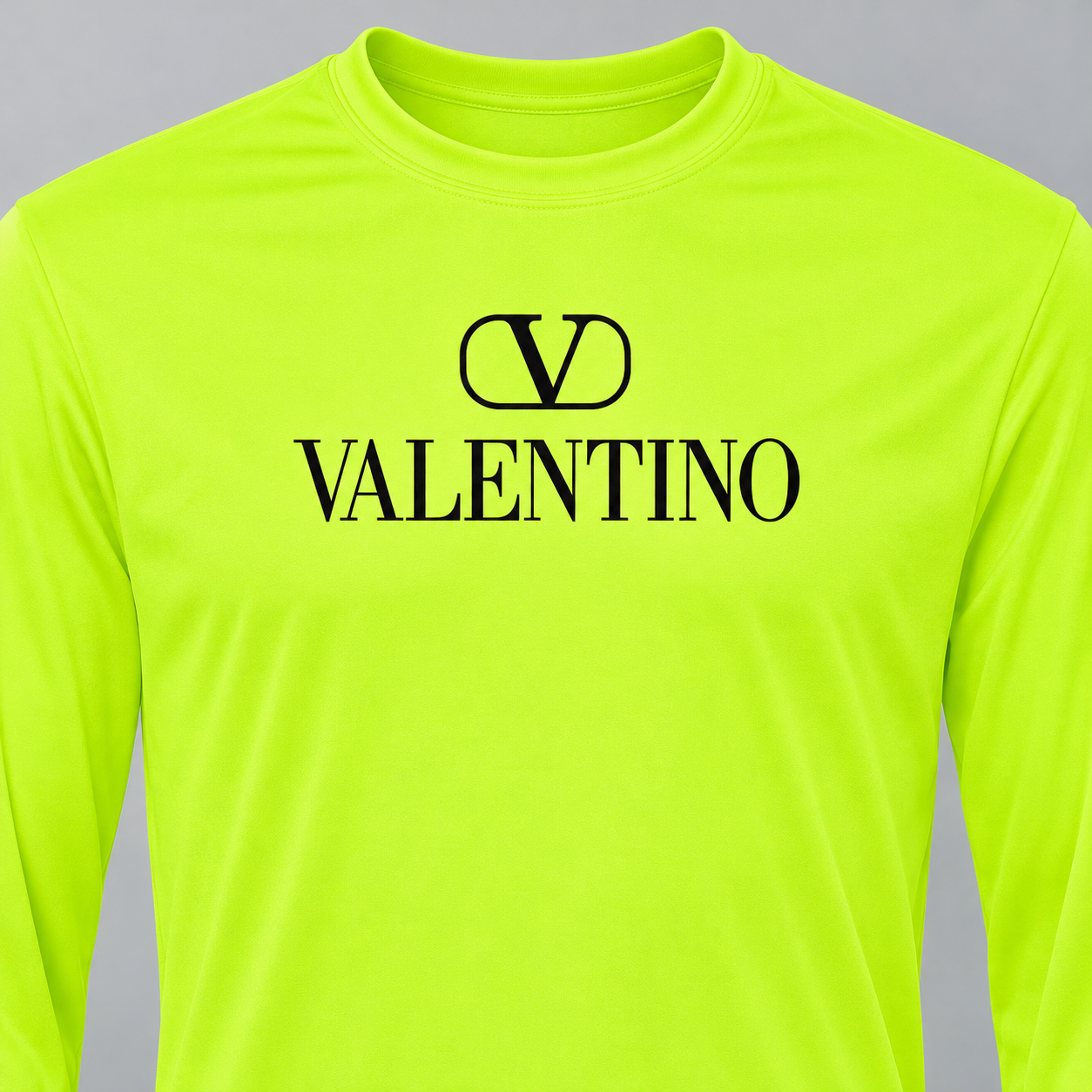 Men's Valentino Polyester Long Sleeve T-Shirt | Color: Safety Yellow | View 4