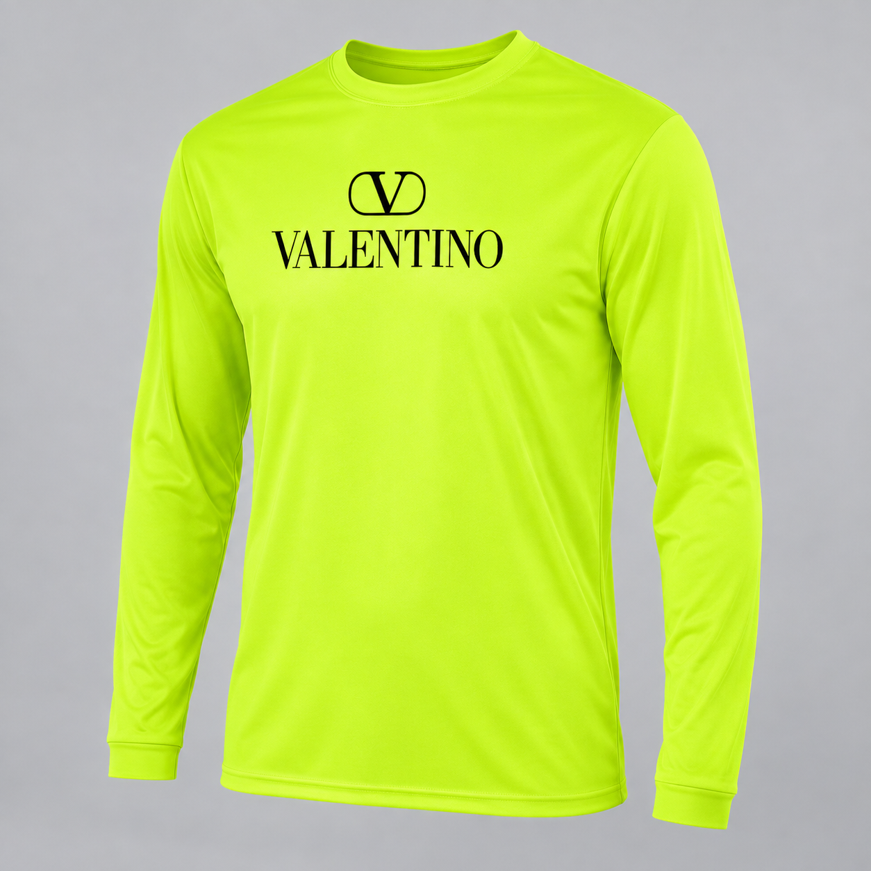 Men's Valentino Polyester Long Sleeve T-Shirt | Color: Safety Yellow | View 5
