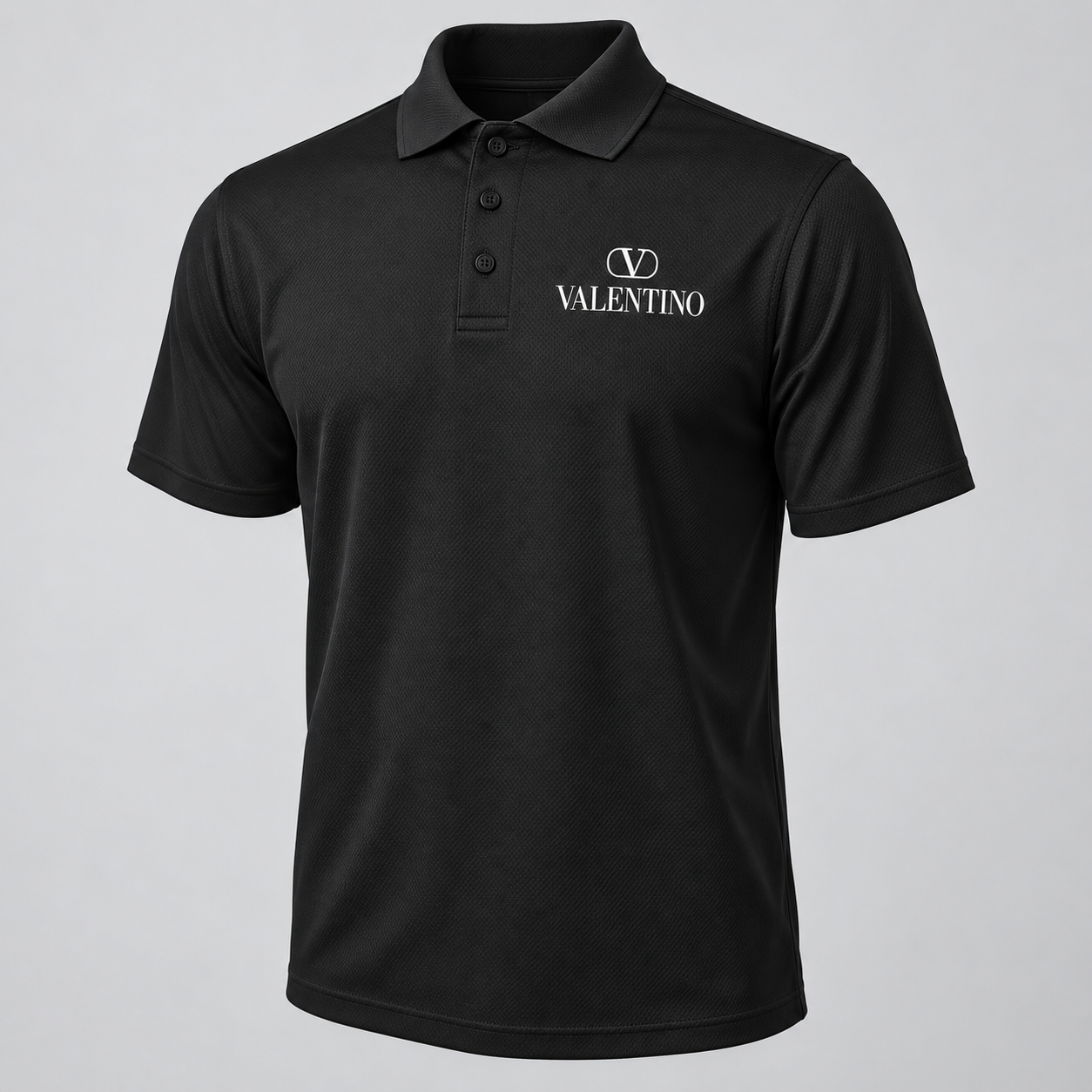 Men's Valentino Polyester Polo | Color: Black | View 2