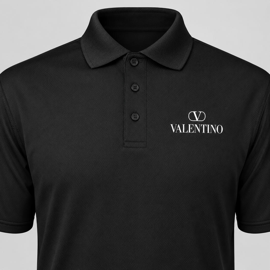 Men's Valentino Polyester Polo | Color: Black | View 4