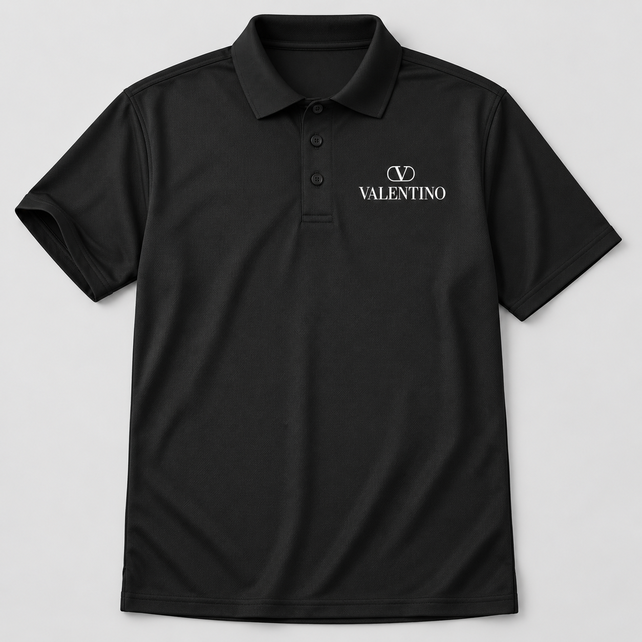 Men's Valentino Polyester Polo | Color: Black | View 5