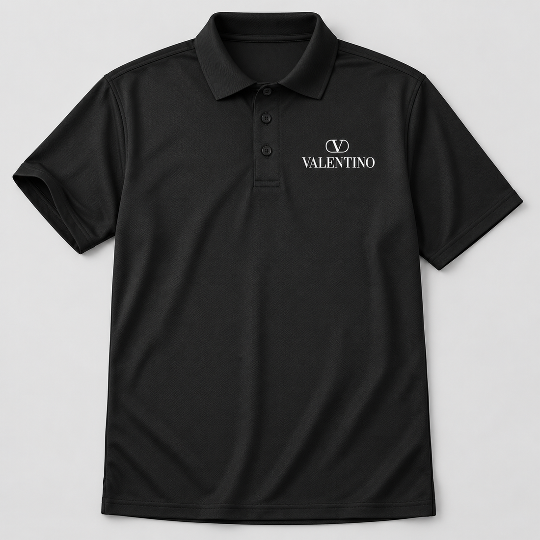 Men's Valentino Polyester Polo | Color: Black | View 5