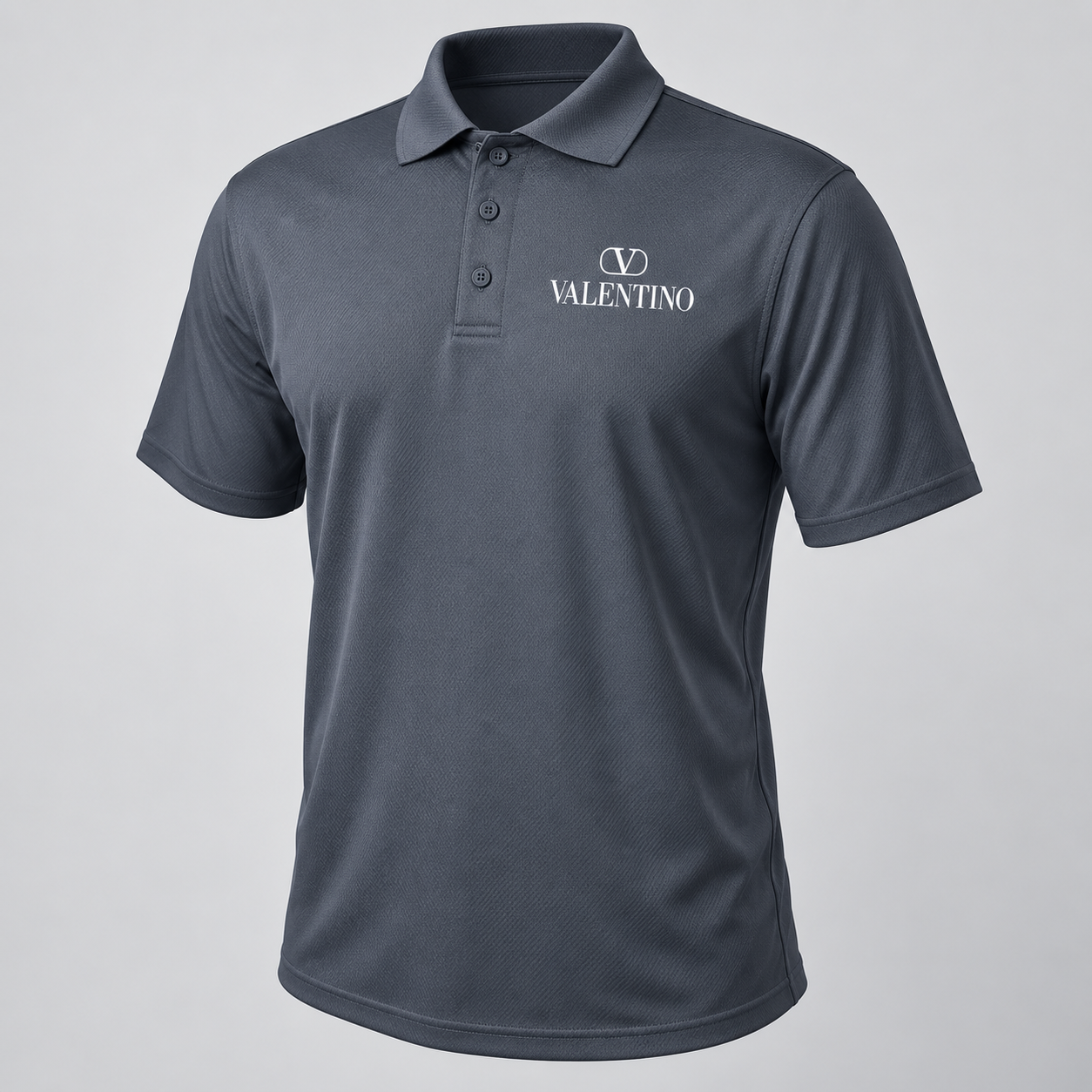 Men's Valentino Polyester Polo | Color: Charcoal | View 2