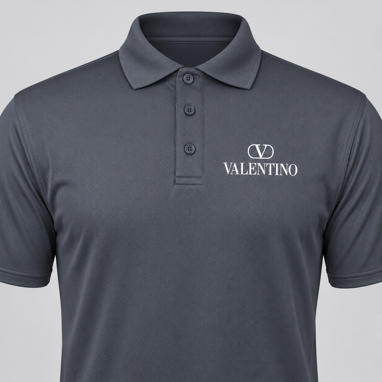 Men's Valentino Polyester Polo | Color: Charcoal | View 4