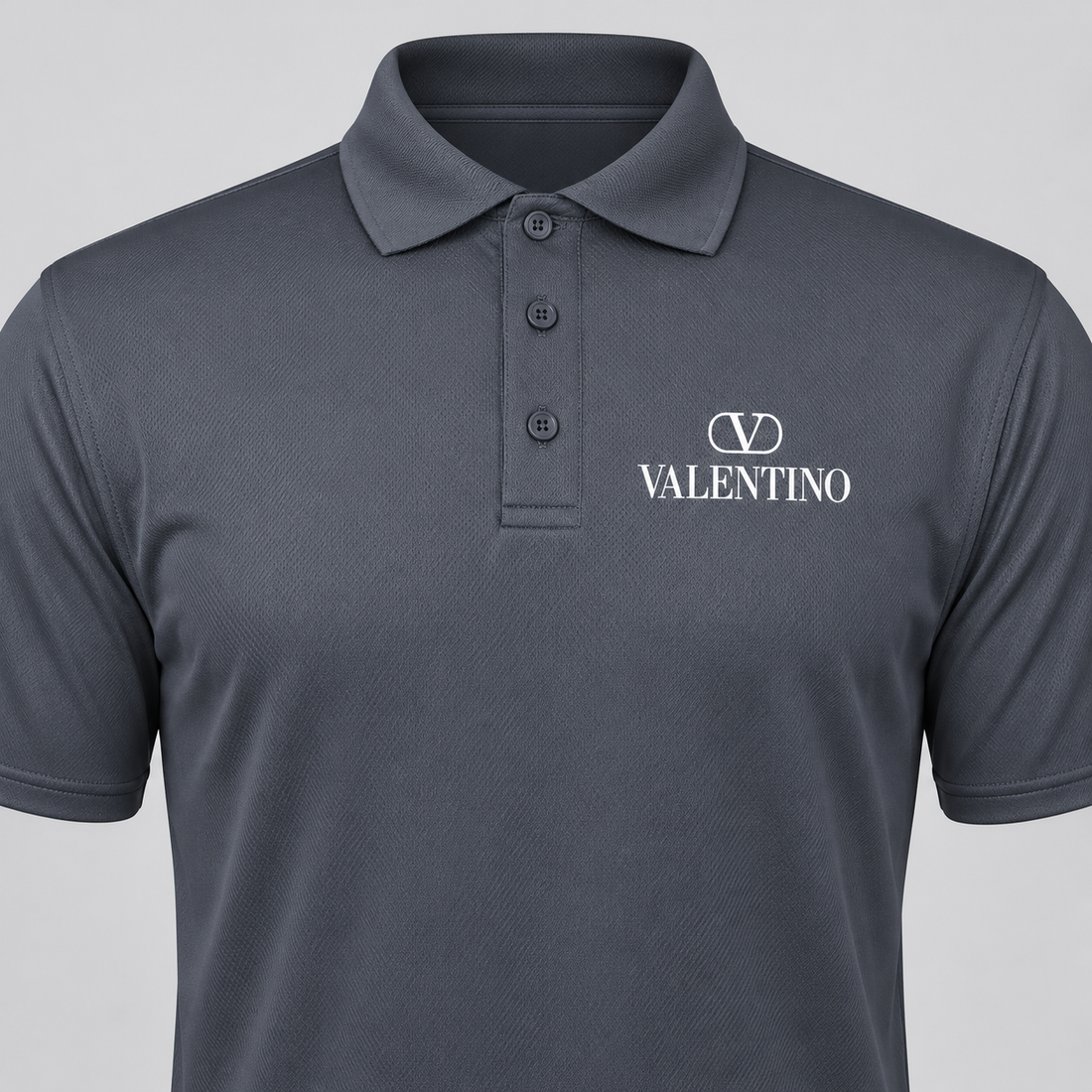 Men's Valentino Polyester Polo | Color: Charcoal | View 4