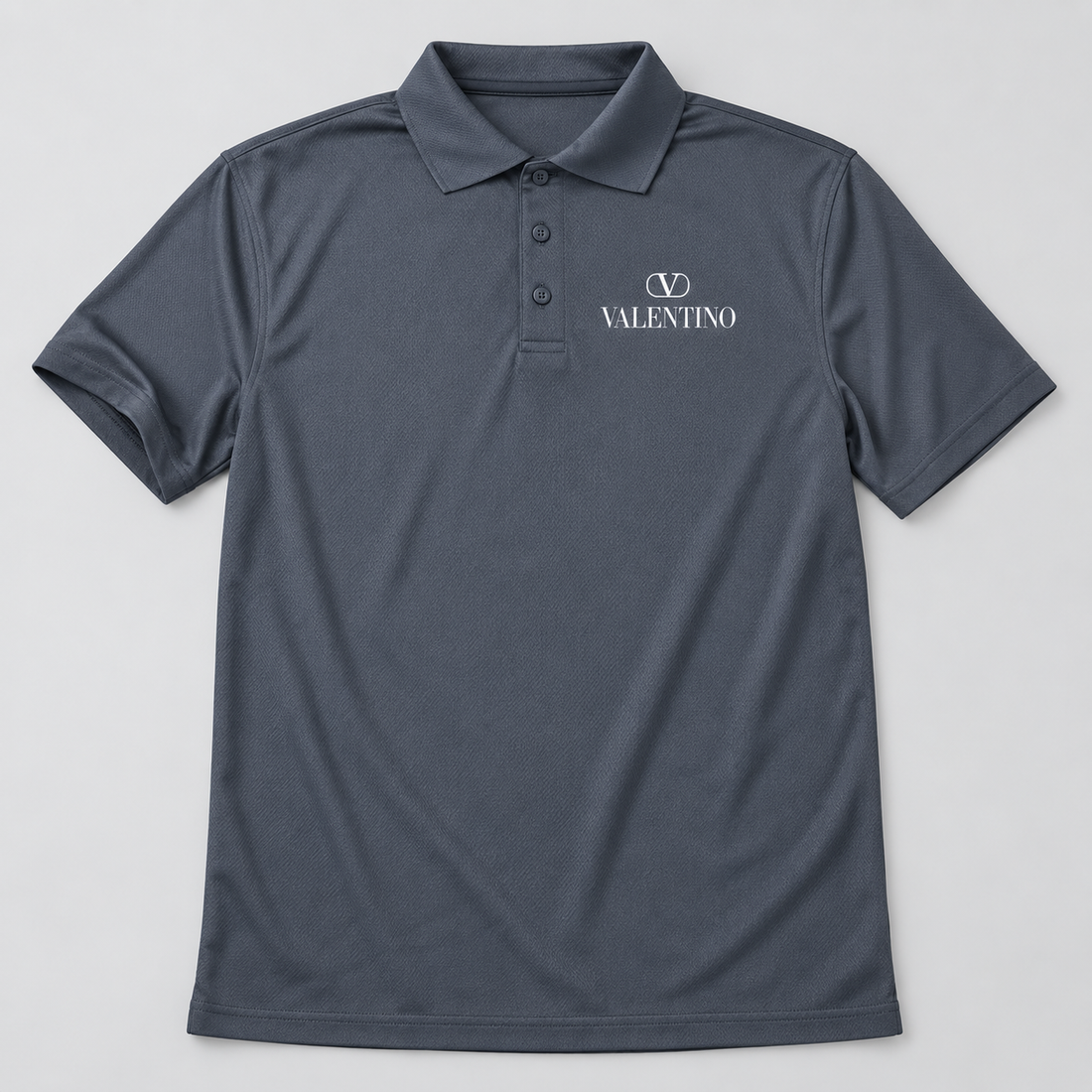 Men's Valentino Polyester Polo | Color: Charcoal | View 5