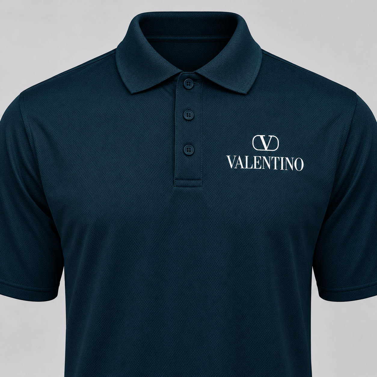 Men's Valentino Polyester Polo | Color: Navy | View 4