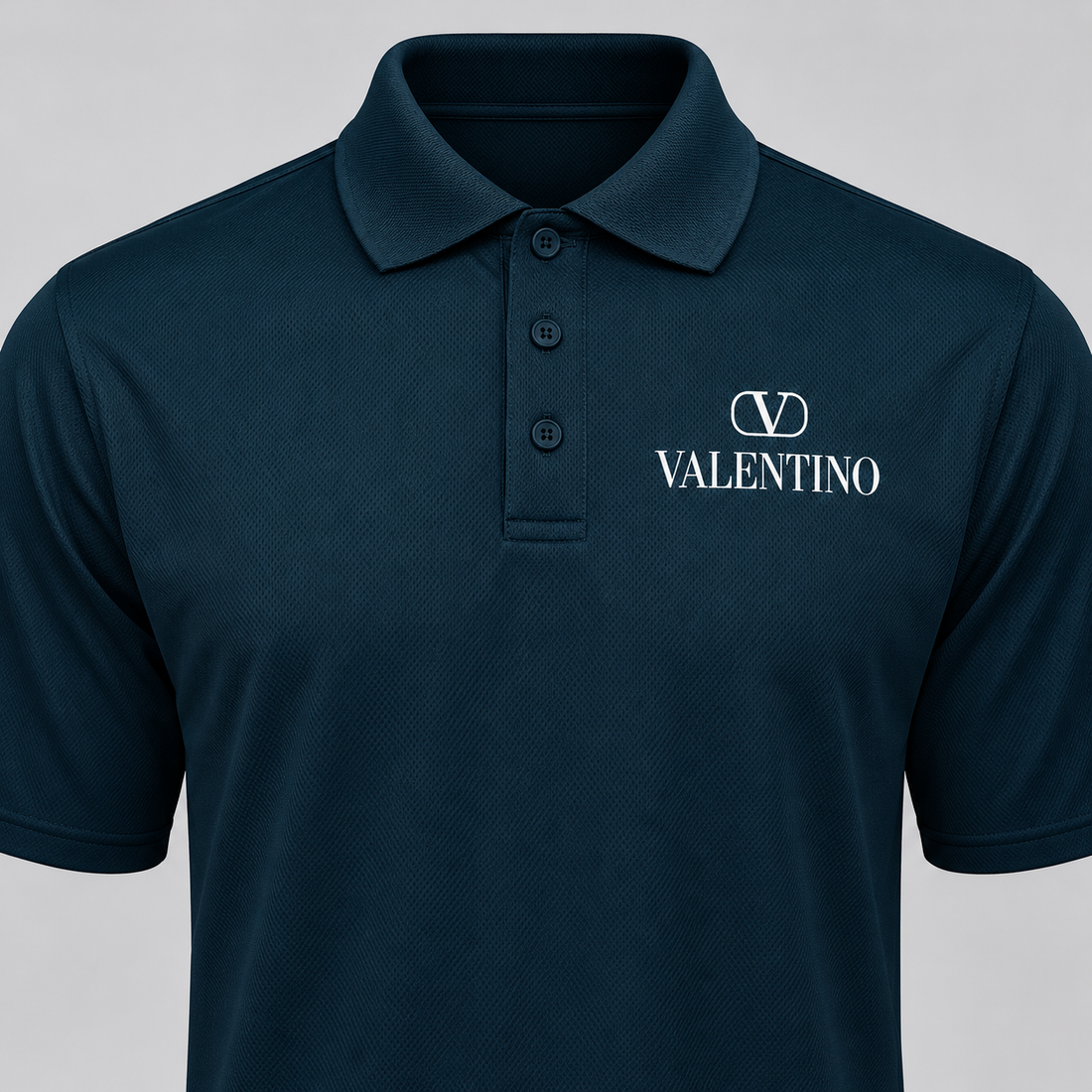 Men's Valentino Polyester Polo | Color: Navy | View 4