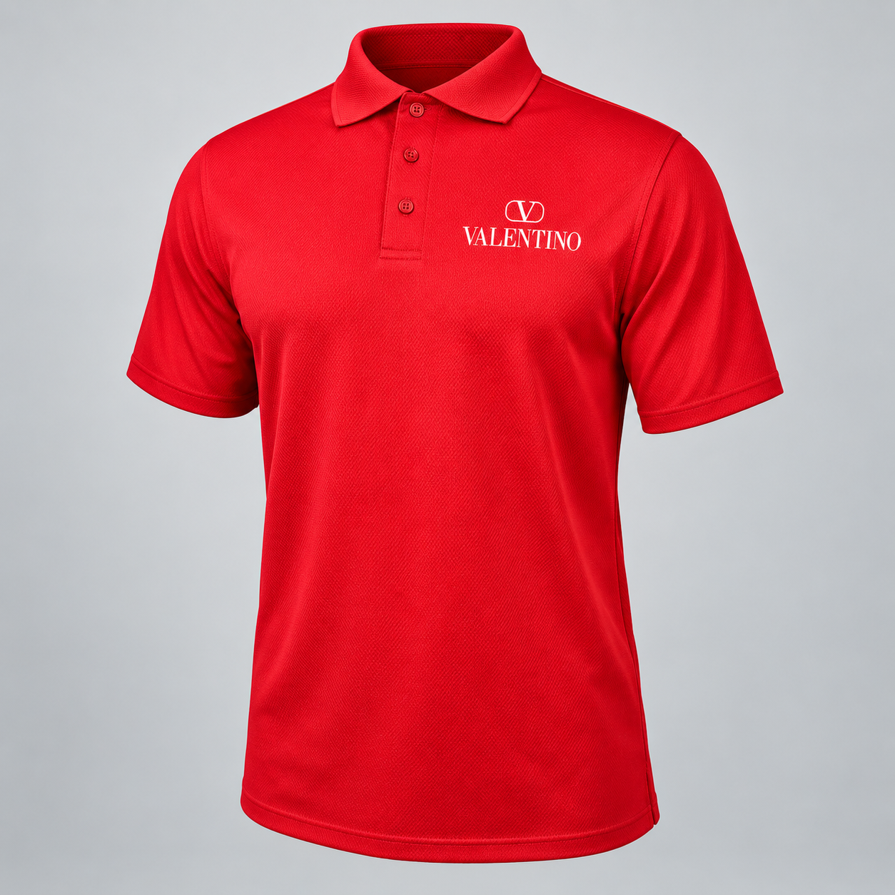 Men's Valentino Polyester Polo | Color: Red | View 2