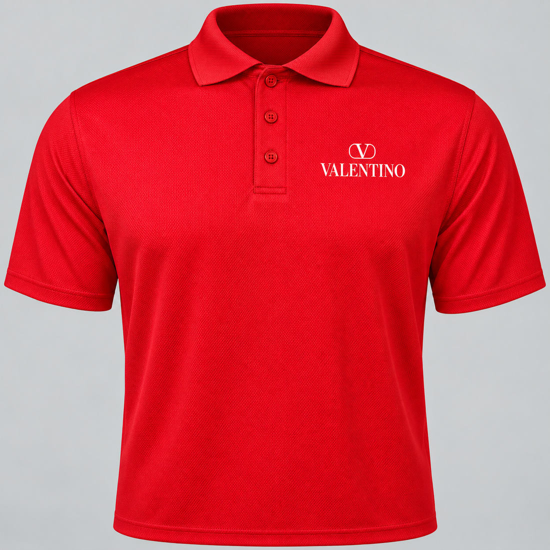 Men's Valentino Polyester Polo | Color: Red | View 4