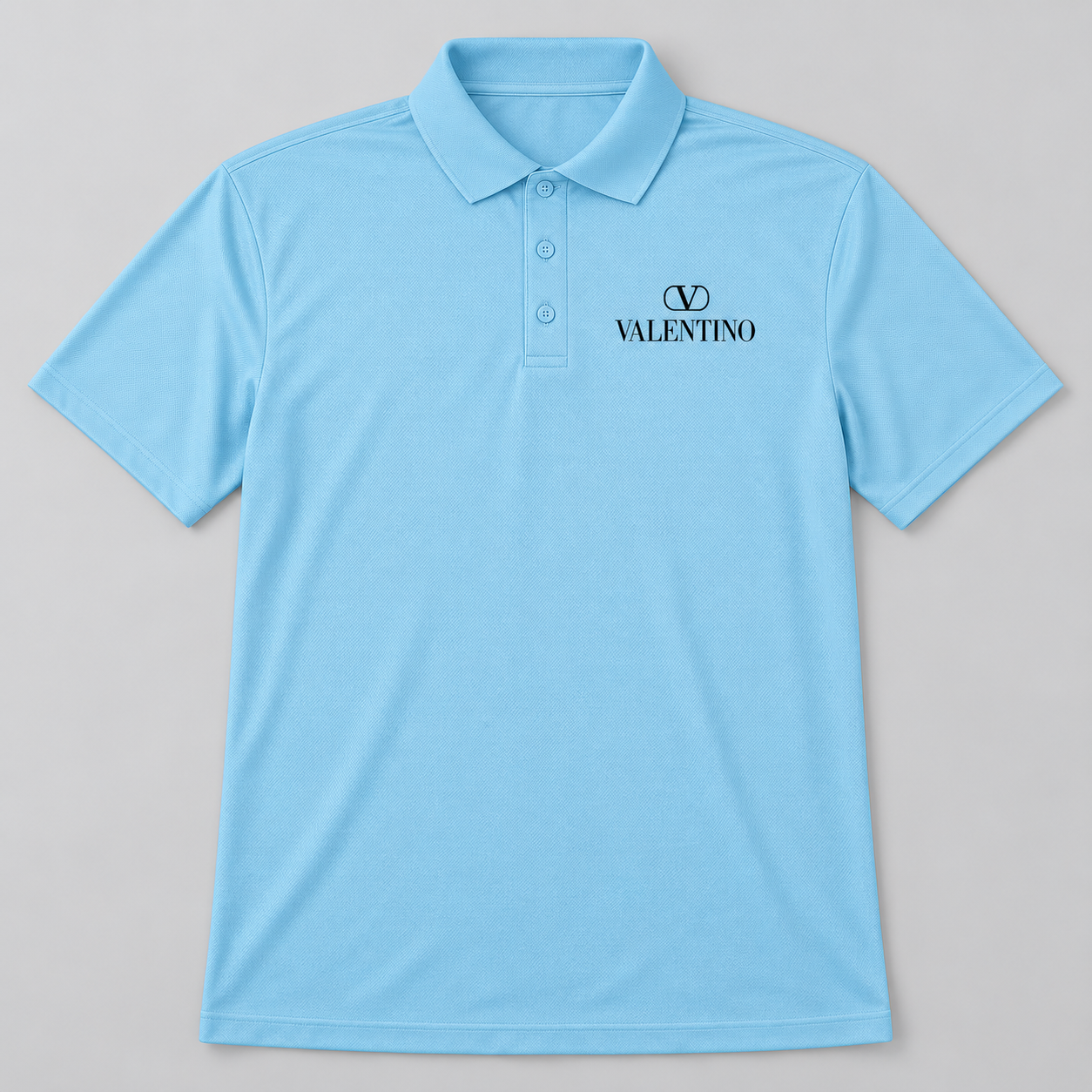 Men's Valentino Polyester Polo | Color: Sky Blue | View 1