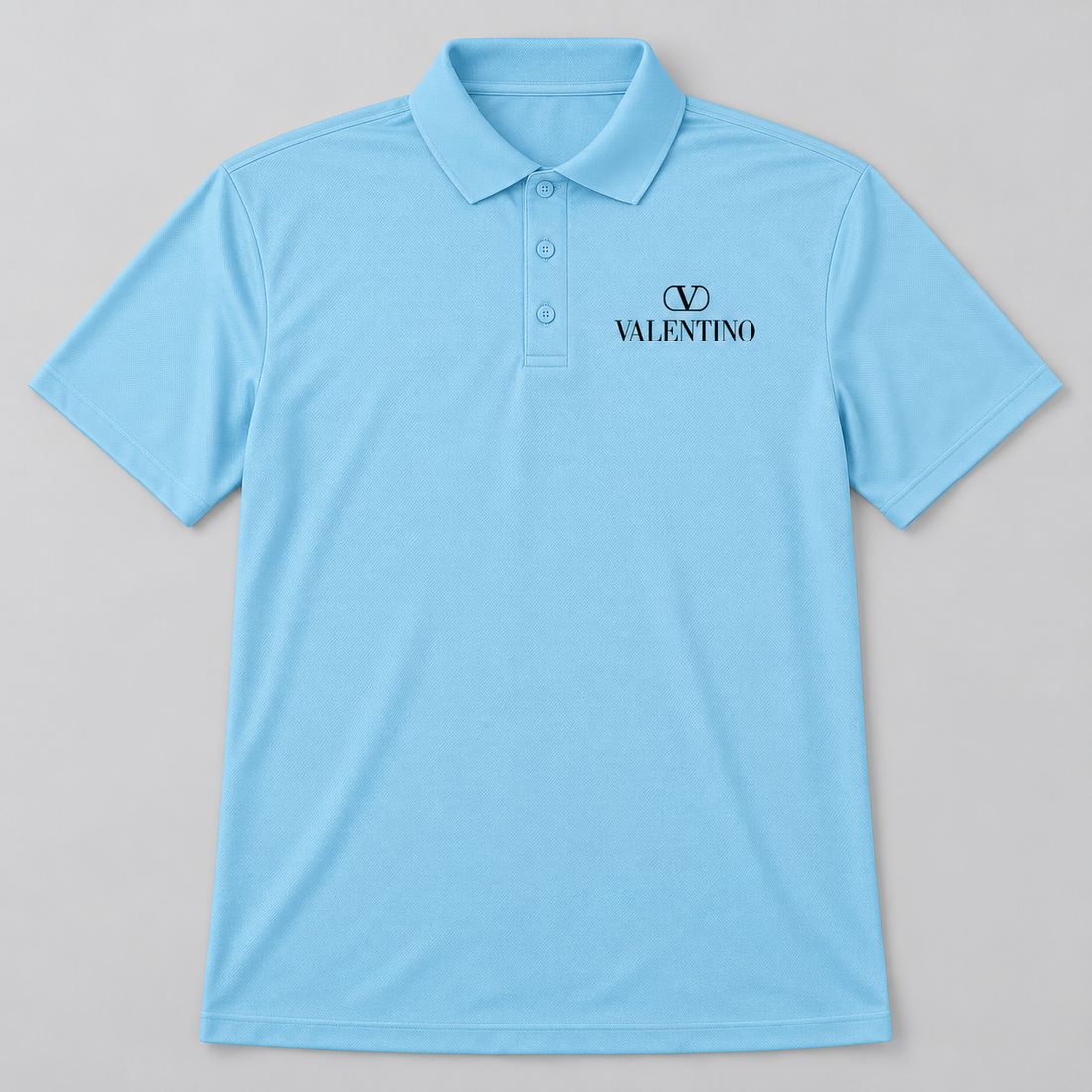 Men's Valentino Polyester Polo | Color: Sky Blue | View 1