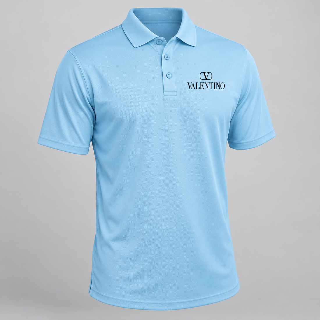Men's Valentino Polyester Polo | Color: Sky Blue | View 2