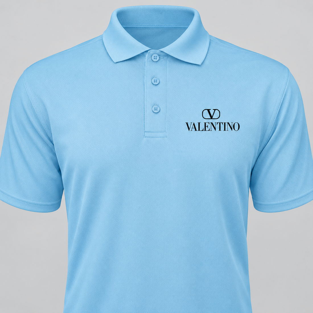 Men's Valentino Polyester Polo | Color: Sky Blue | View 4