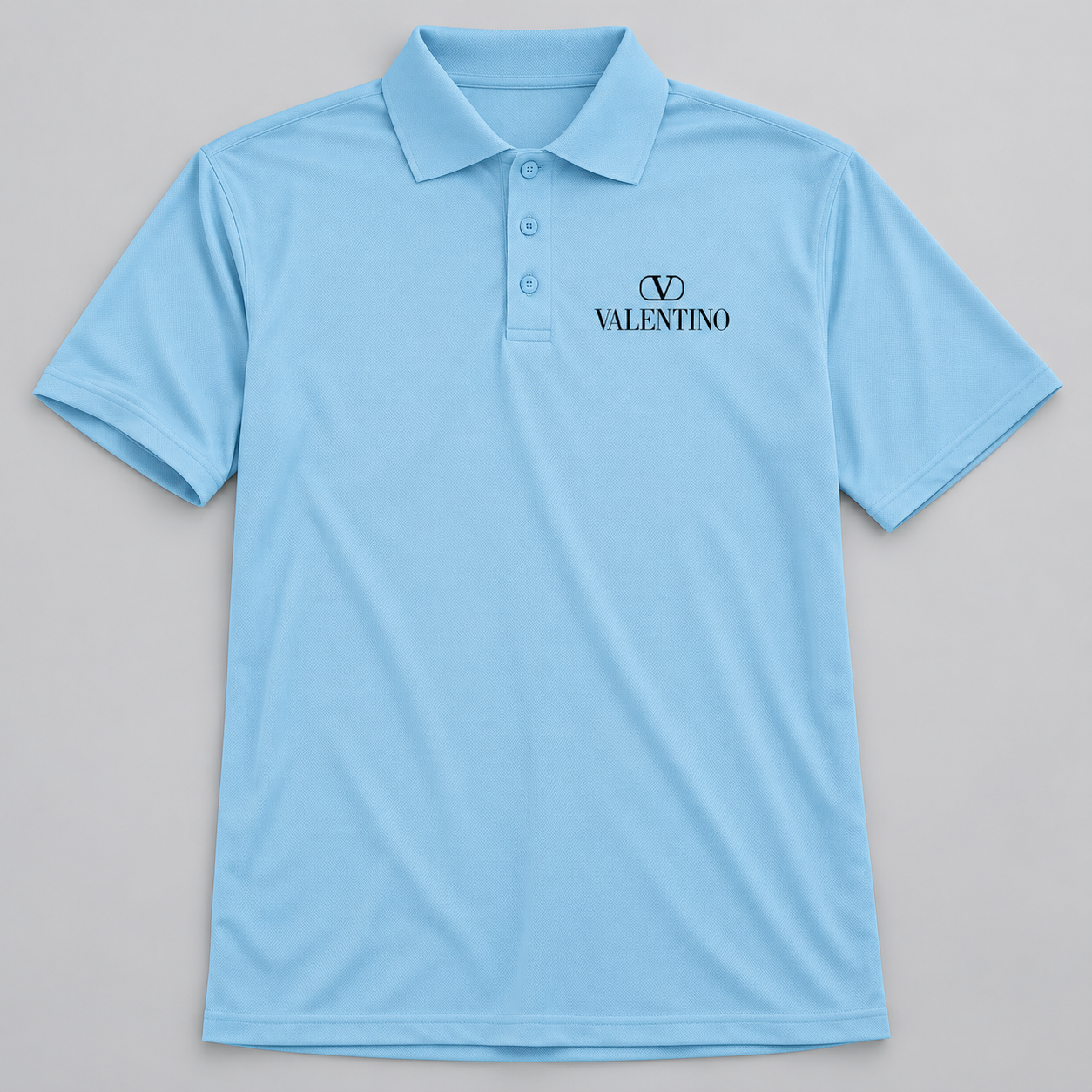 Men's Valentino Polyester Polo | Color: Sky Blue | View 5