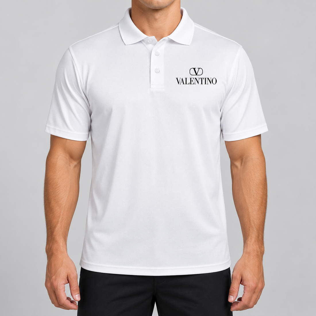 Men's Valentino Polyester Polo | Color: White | View 3