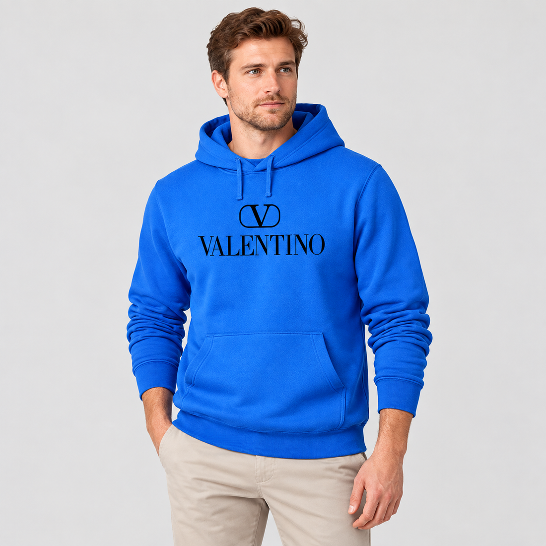 Men's Valentino Pullover Hoodie | Color: Azure | View 3