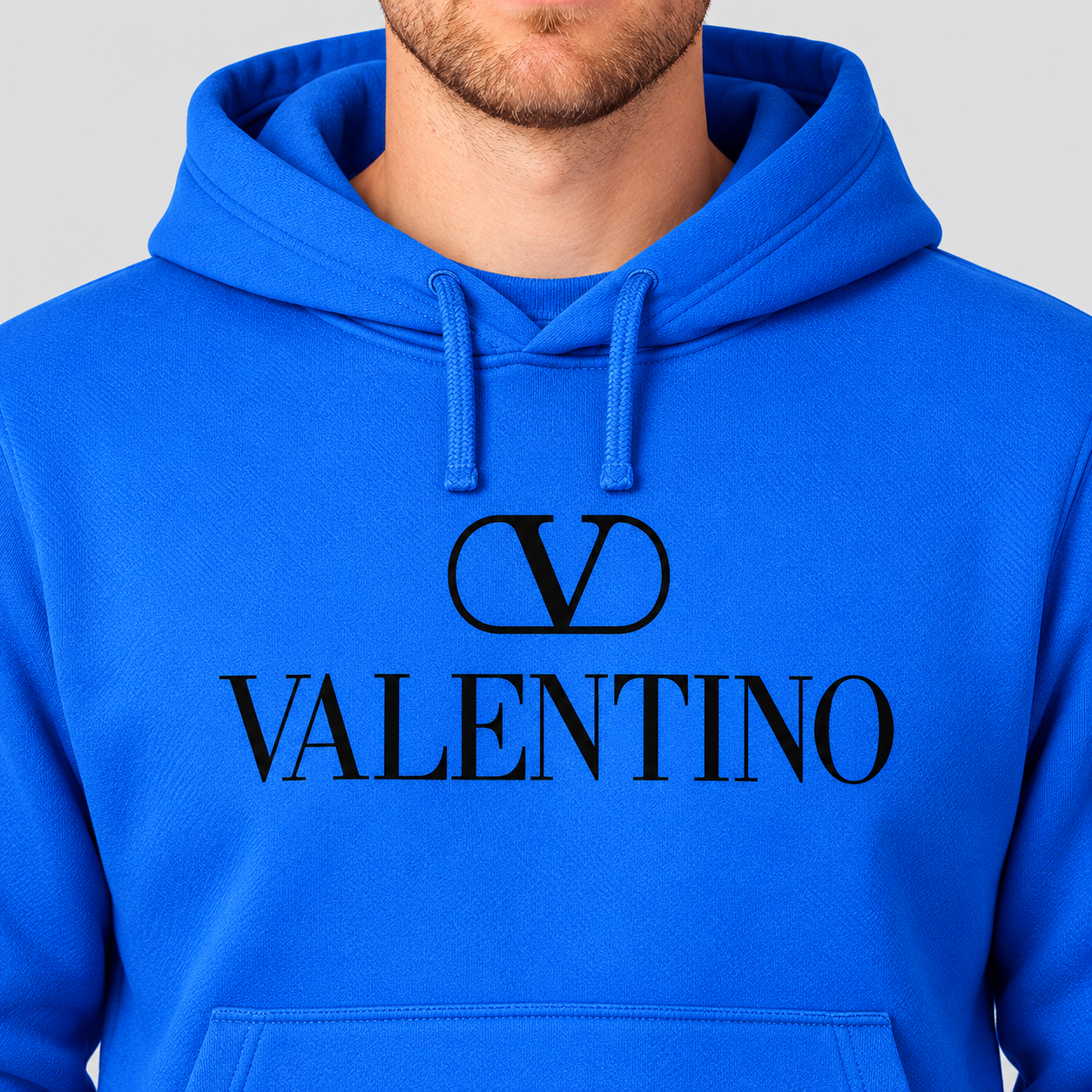 Men's Valentino Pullover Hoodie | Color: Azure | View 4