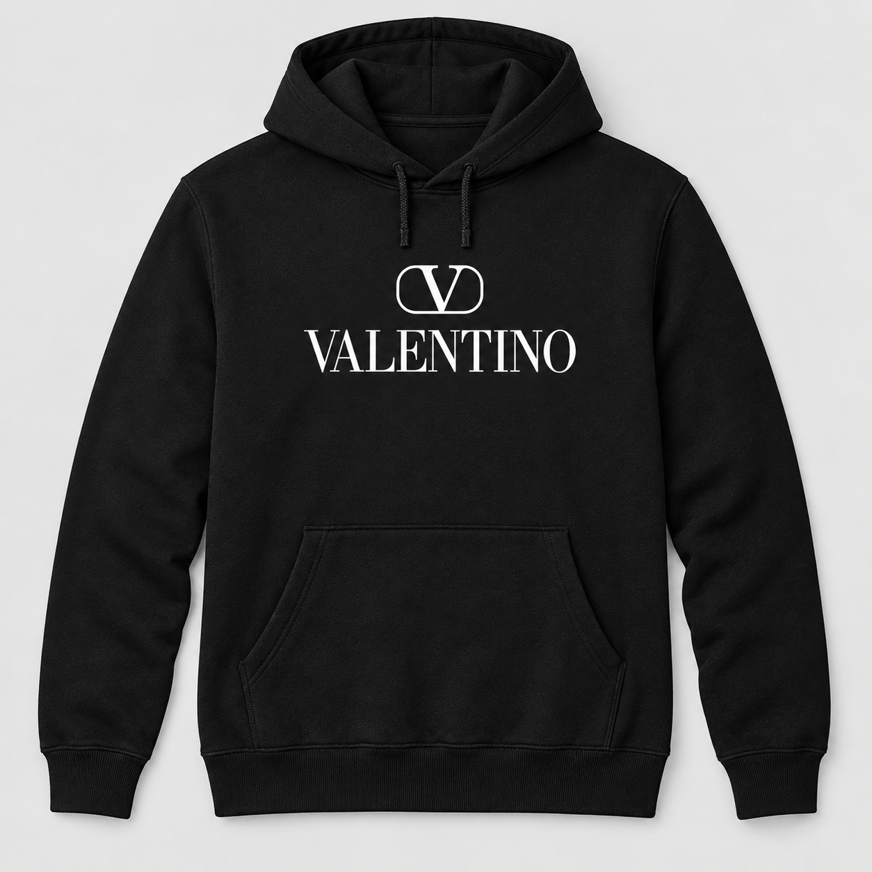 Men's Valentino Pullover Hoodie | Color: Black | View 1
